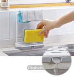 Kitchen Countertop Towel and Sponge Rack with Drain