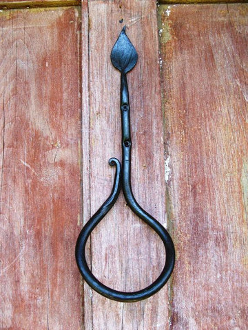 Towel Holder, Ring And Candle Flame Style, Hand Forged Wrought Iron
